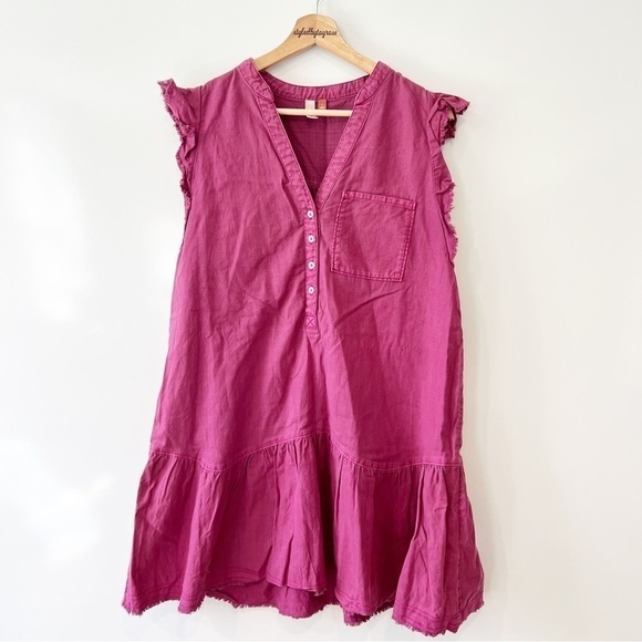Anthropologie Pilcro Flutter-Sleeve Buttondown Tunic Dress - Picture 5 of 13